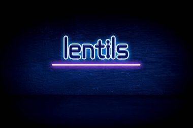 Mercimek - Mavi neon duyuru tabelası