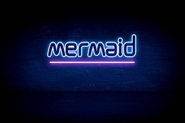 Denizkızı - mavi neon duyuru tabelası