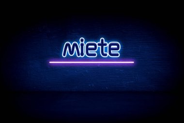 miete - mavi neon duyuru tabelası