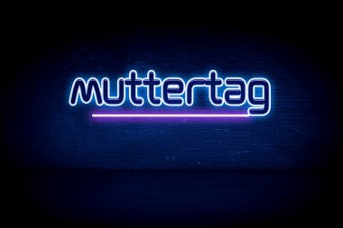 Muttertag - Mavi neon duyuru tabelası