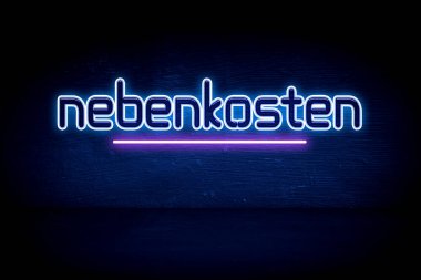 Nebenkosten - Mavi neon duyuru tabelası