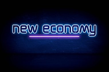 Yeni ekonomi - mavi neon duyuru tabelası