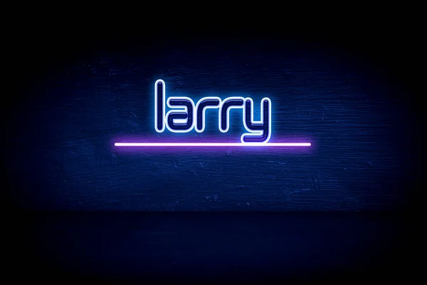 Larry Placa Anúncio Néon Azul — Fotografia de Stock