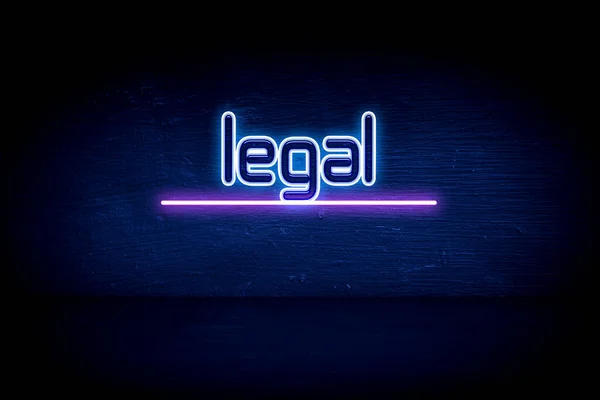 Legal Placa Anúncio Néon Azul — Fotografia de Stock