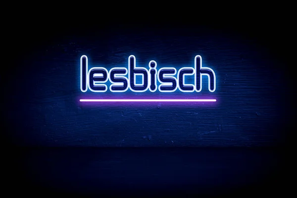 Lesbisch Blå Neon Tillkännagivande Skylt — Stockfoto
