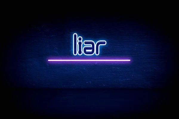 Lügner Blaue Leuchtreklame — Stockfoto