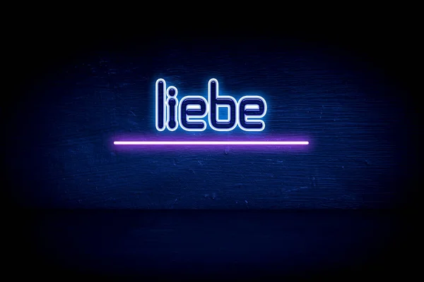 Liebe Blue Neon Announcement Signboard — Stock Photo, Image