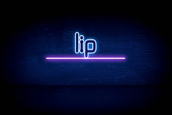 Lip Blå Neon Tillkännagivande Skylt — Stockfoto
