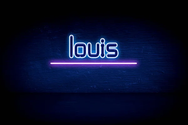 Louis Placa Anúncio Néon Azul — Fotografia de Stock