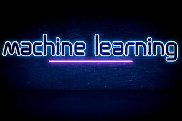 Machine Learning Letrero Anuncio Neón Azul — Foto de Stock