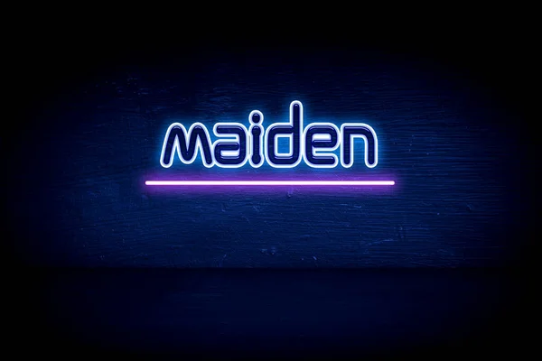 Maiden Enseigne Bleu Néon Annonce — Photo