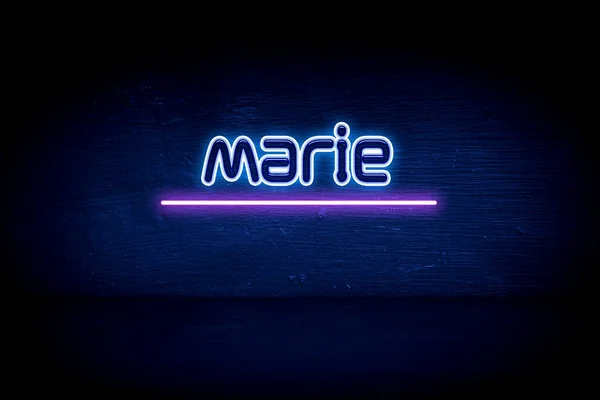 Marie Placa Anúncio Néon Azul — Fotografia de Stock