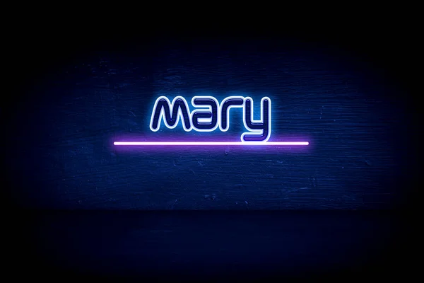 Mary Mavi Neon Duyuru Tabelası — Stok fotoğraf