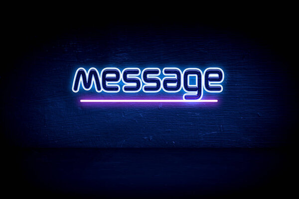 Сообщение - голубая неоновая вывеска
