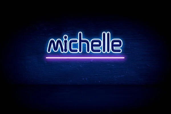 Michelle Blauw Neon Aankondiging Signboard — Stockfoto