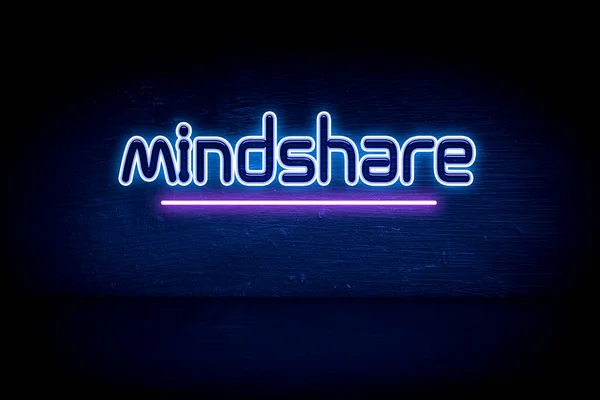 Mindshare Kék Neon Hirdetőtábla — Stock Fotó