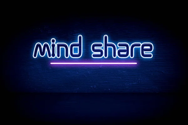 Mind Share Letrero Anuncio Neón Azul — Foto de Stock