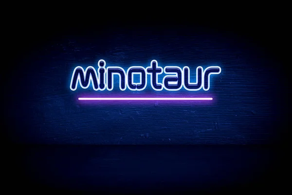 Minotaur Μπλε Πινακίδα Ανακοίνωση Νέον — Φωτογραφία Αρχείου