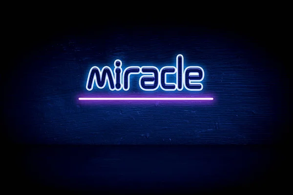 Miracle Panneau Bleu Néon Annonce — Photo