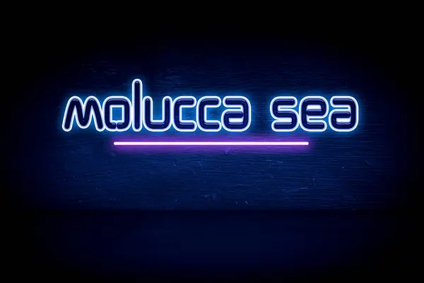 Molukse Zee Blauw Neon Aankondigingsbord — Stockfoto