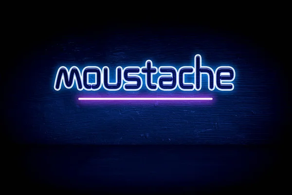 Moustache Blue Neon Announcement Signboard — Stock Photo, Image