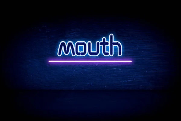 Usta Niebieski Neon Ogłoszenie Tablicy — Zdjęcie stockowe