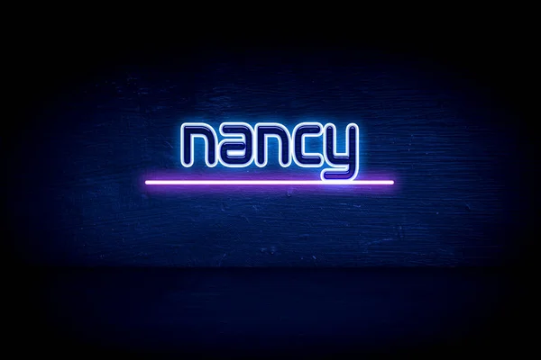 Nancy Cartello Blu Neon — Foto Stock