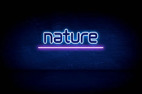 Natura Cartello Blu Neon — Foto Stock