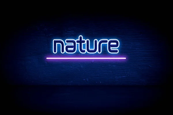 Nature Enseigne Bleu Néon Annonce — Photo