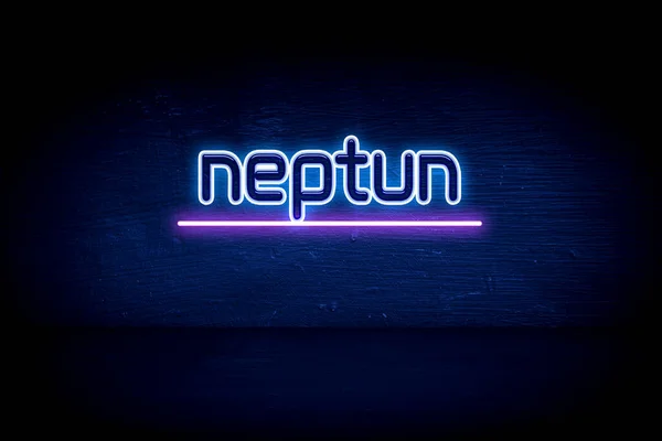 Neptun Niebieski Neon Ogłoszenie Tablicy Ogłoszeń — Zdjęcie stockowe