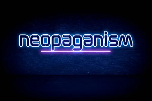 Neopaganism Blue Neon Announcement Signboard — Stock Photo, Image