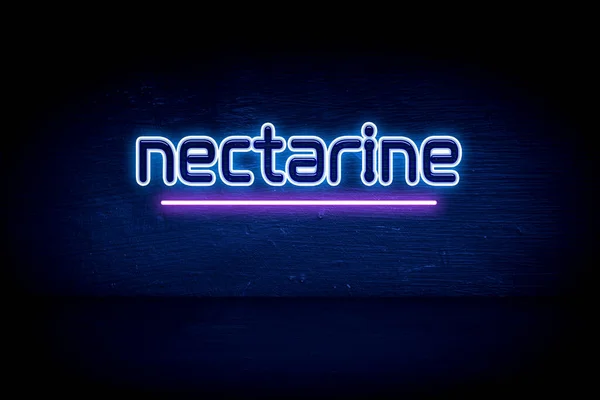 Nectarine Blauw Neon Aankondigingsbord — Stockfoto
