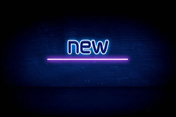 Papan Nama Pengumuman Neon Baru Biru — Stok Foto
