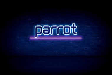 Papağan - Mavi neon duyuru tabelası