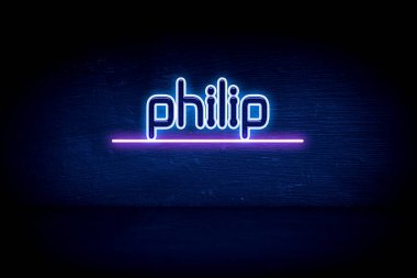 Philip - mavi neon duyuru tabelası