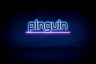 Pinguin - Mavi neon duyuru tabelası