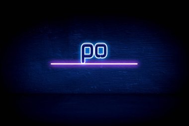Po - Mavi neon duyuru tabelası