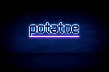 Patates - Mavi neon duyuru tabelası