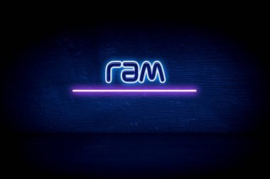 ram - Mavi neon duyuru tabelası