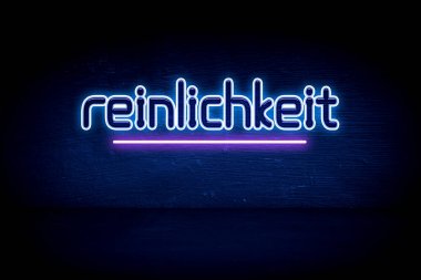 reinlichkeit - mavi neon duyuru tabelası