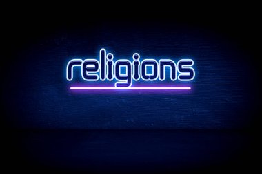 Dinler - mavi neon duyuru tabelası