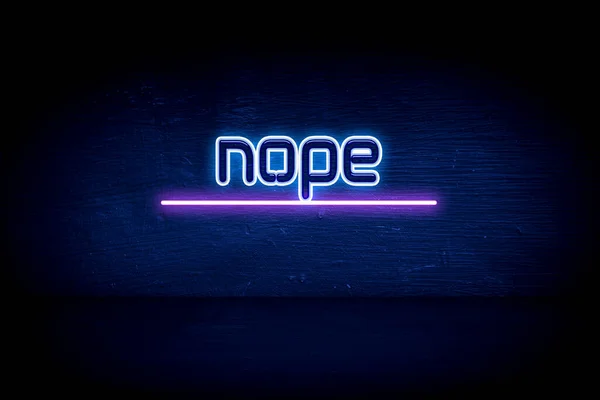 Nope Blue Neon Announcement Signboard — Stock Photo, Image