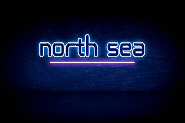 Noordzee Blauw Neon Aankondigingsbord — Stockfoto