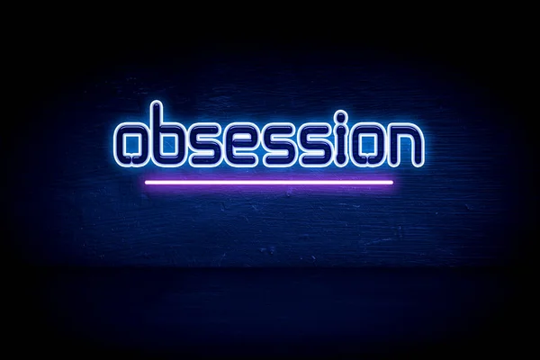 Obsession Cartello Blu Neon — Foto Stock