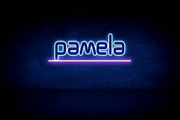 Pamela Cartello Blu Neon — Foto Stock