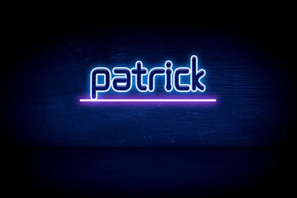 Patrick Cartello Blu Neon — Foto Stock
