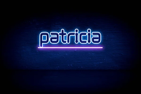 Patricia Blauw Neon Aankondigingsbord — Stockfoto