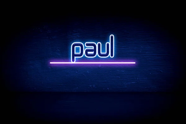 Paul Blue Neon Announcboard — стокове фото