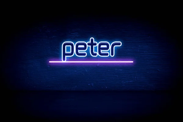 Peter Cartello Blu Neon — Foto Stock