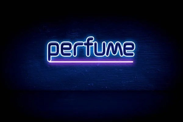 Parfum Blauw Neon Aankondigingsbord — Stockfoto